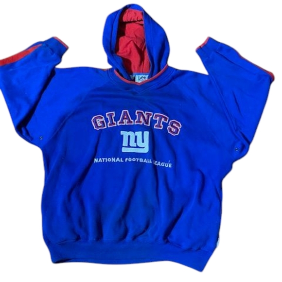 Other - Vintage Lee Sports New York Giants Embroidered Hoodie Large Blue Made USA B28